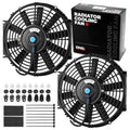 10 Inch High Performance Electric Cooling Slim Radiator Fan with Mount Kit, Black, 2PCS