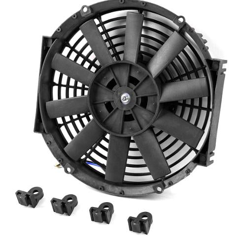 10 Inch High Performance Electric Cooling Slim Radiator Fan with Mount Kit, Black, 2PCS