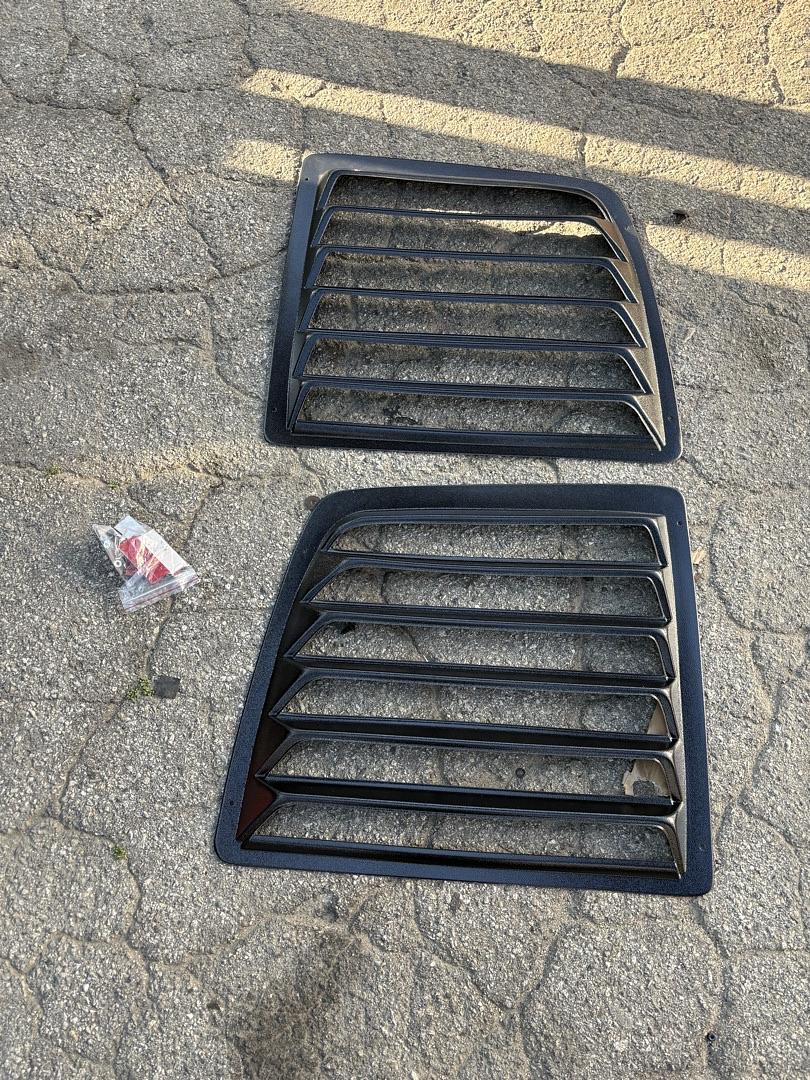 97-17 GMC SAVANA / CHEVY EXPRESS REAR BLACK WINDOWS BLACK LOUVERS