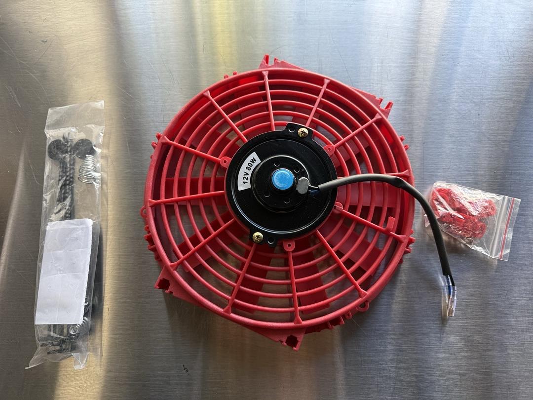 Single 10 Inch High Performance Electric Cooling Slim Radiator Fan with Mount Kit, Red
