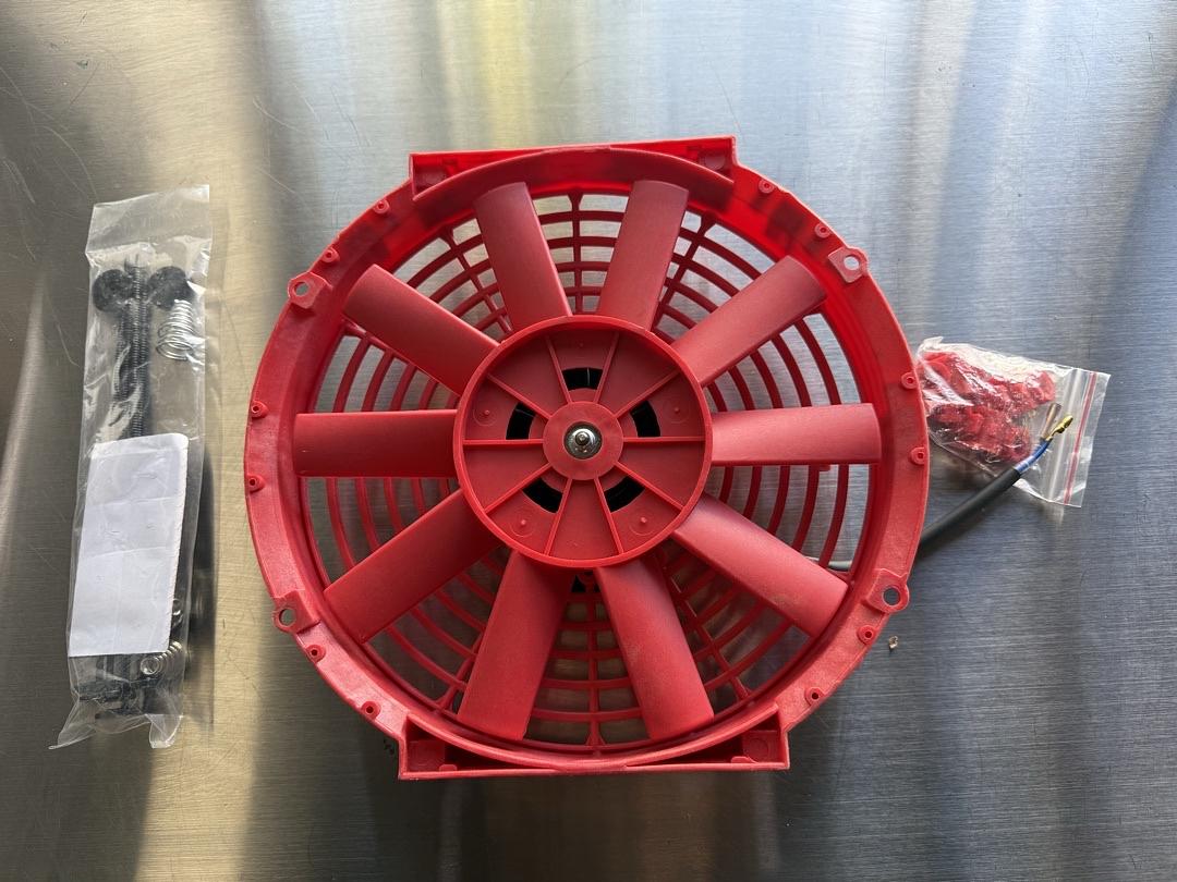 Single 10 Inch High Performance Electric Cooling Slim Radiator Fan with Mount Kit, Red