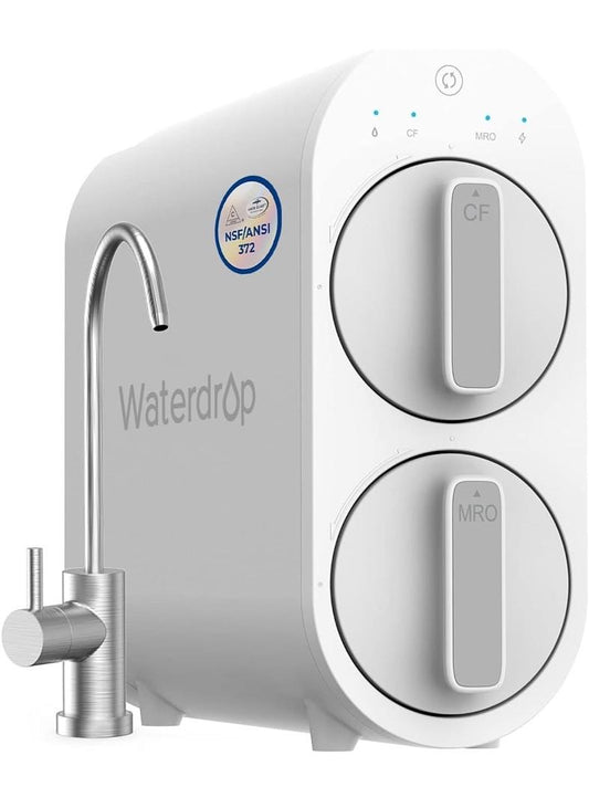 WATERDROP G2 REVERSE OSMOSIS SYSTEM, 7 STAGE TANKLESS RO WATER FILTER SYSTEM, UNDER SINK WATER FILTRATION SYSTEM, 400 GPD, 1:1 PURE TO DRAIN, REDUCES TDS, FCC LISTED, USA TECH, WD