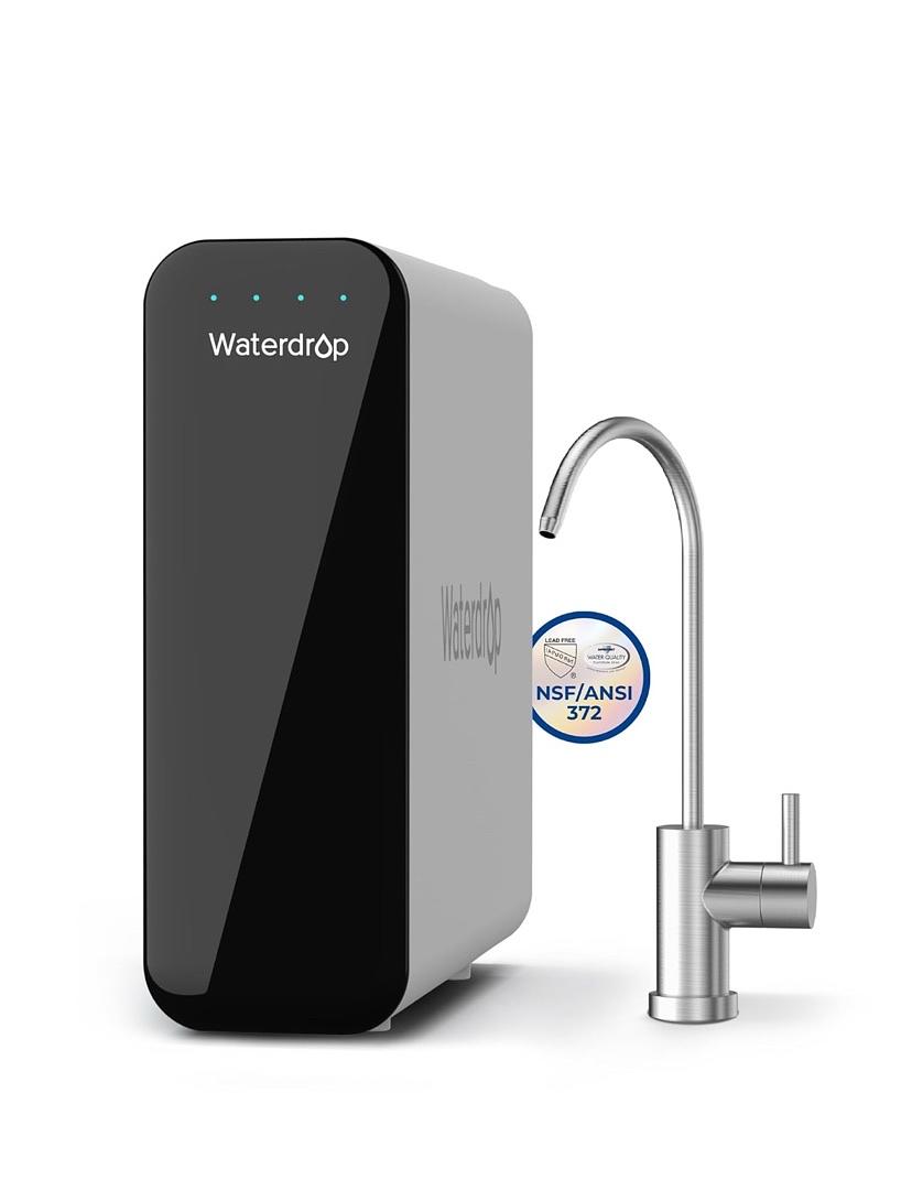 WATERDROP TSU 0.01ΜM ULTRA-FILTRATION UNDER SINK WATER FILTER SYSTEM, 3-STAGE TANKLESS UNDERSINK WATER FILTRATION WITH FAUCET, SMART PANEL, DOES NOT LOWER TDS (𝙉𝙊𝙏 𝙍𝙊), DRIL