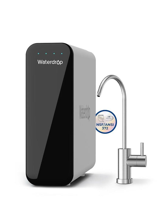 WATERDROP TSU 0.01ΜM ULTRA-FILTRATION UNDER SINK WATER FILTER SYSTEM, 3-STAGE TANKLESS UNDERSINK WATER FILTRATION WITH FAUCET, SMART PANEL, DOES NOT LOWER TDS (𝙉𝙊𝙏 𝙍𝙊), DRIL