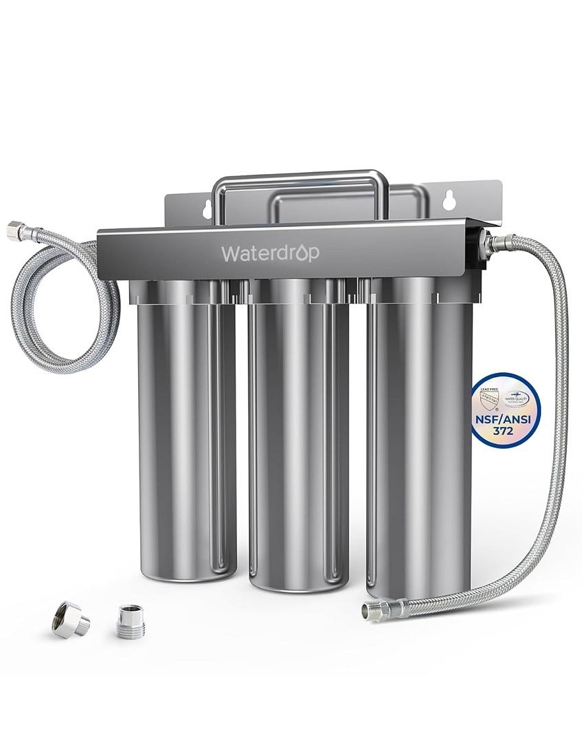 WATERDROP TST-UF 0.01ΜM ULTRA-FILTRATION UNDER SINK WATER FILTER, STAINLESS STEEL WATER FILTER FOR SINK, 5X SERVICE LIFE, 99.99% OF CONTAMINANTS LARGER THAN 0.01ΜM, DIRECT CONNECT