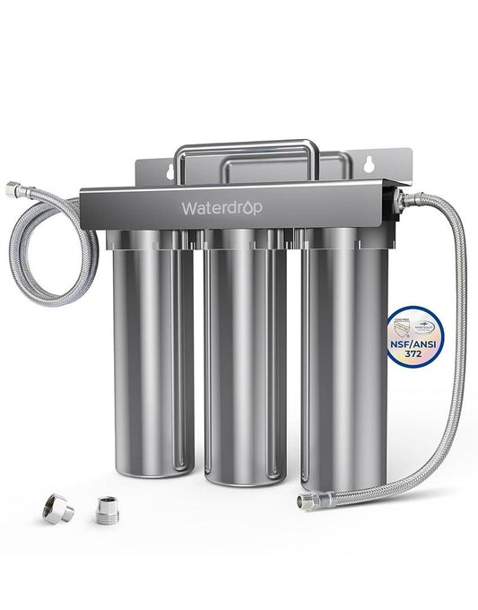 WATERDROP TST-UF 0.01ΜM ULTRA-FILTRATION UNDER SINK WATER FILTER, STAINLESS STEEL WATER FILTER FOR SINK, 5X SERVICE LIFE, 99.99% OF CONTAMINANTS LARGER THAN 0.01ΜM, DIRECT CONNECT