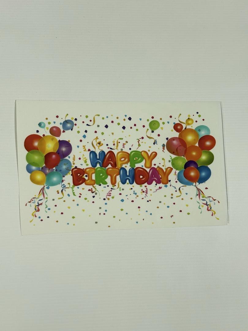 Happy Birthday Balloons DTF Easy Appliaction UV Sticker