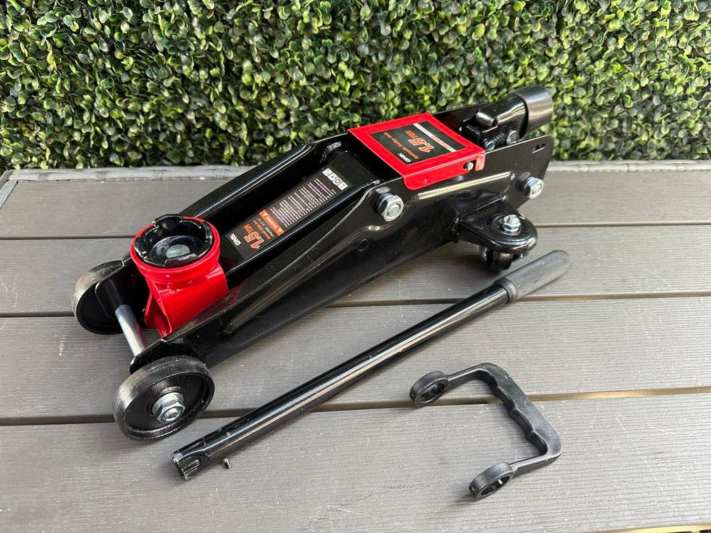 Low Profile Hydraulic Trolley Service/Floor Jack, 1.5 Ton (3000 lbs) Capacity, Lifting Range 5.3"-12", Black