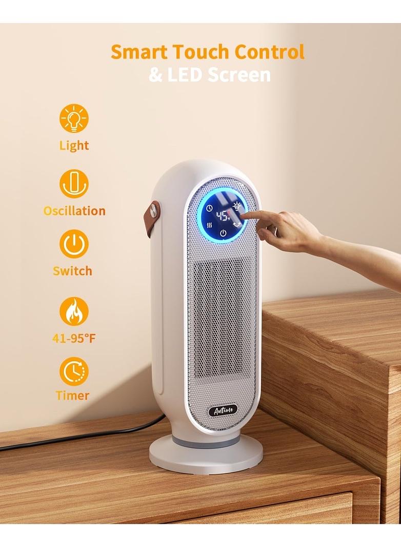 SPACE HEATERS FOR INDOOR USE, 16 INCH PORTABLE ELECTRIC HEATER FOR OFFICE, 1500W FAST HEATING SPACE HEATER WITH THERMOSTAT, 90°OSCILLATION, 12H TIMER, REMOTE, SAFE, ULTRA-QUIET