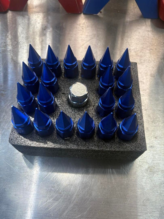 M12 X 1.5MM 20 PCS SPIKY ALUMINUM LUG NUTS UNIVERSAL BLUE