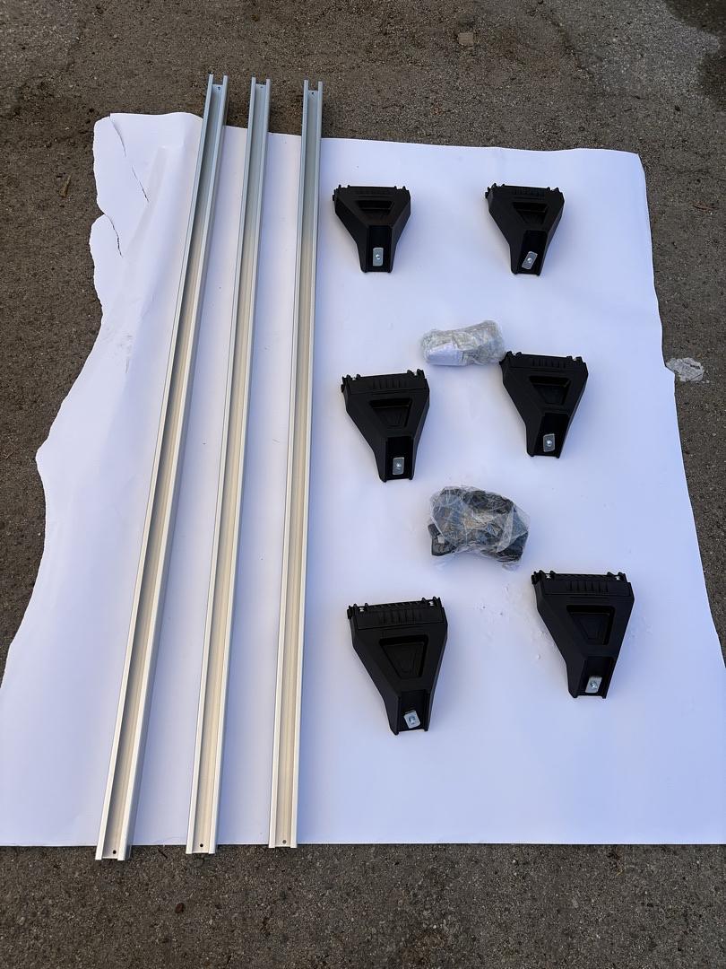 58"UNIVERSAL CARGO VAN TOP RAIN GUTTER LUGGAGE ROOF RACK CROSS BAR 3PCS+BRACKETS