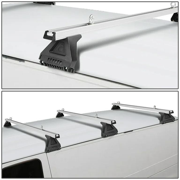 58"UNIVERSAL CARGO VAN TOP RAIN GUTTER LUGGAGE ROOF RACK CROSS BAR 3PCS+BRACKETS