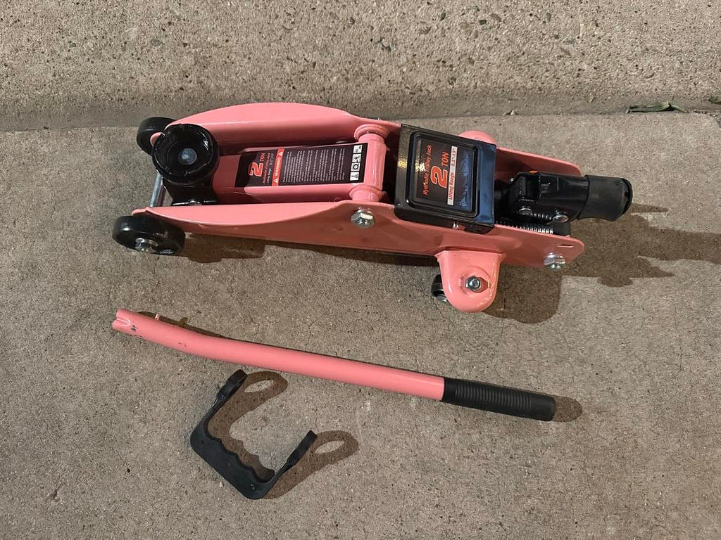 Low Profile Hydraulic Trolley Service/Floor Jack, 2 Ton (4000 lbs) Capacity, Lifting Range 5.1"-13", Pink