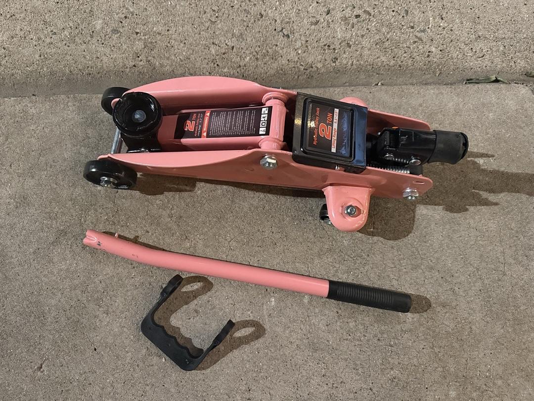 Low Profile Hydraulic Trolley Service/Floor Jack, 2 Ton (4000 lbs) Capacity, Lifting Range 5.1"-13", Pink