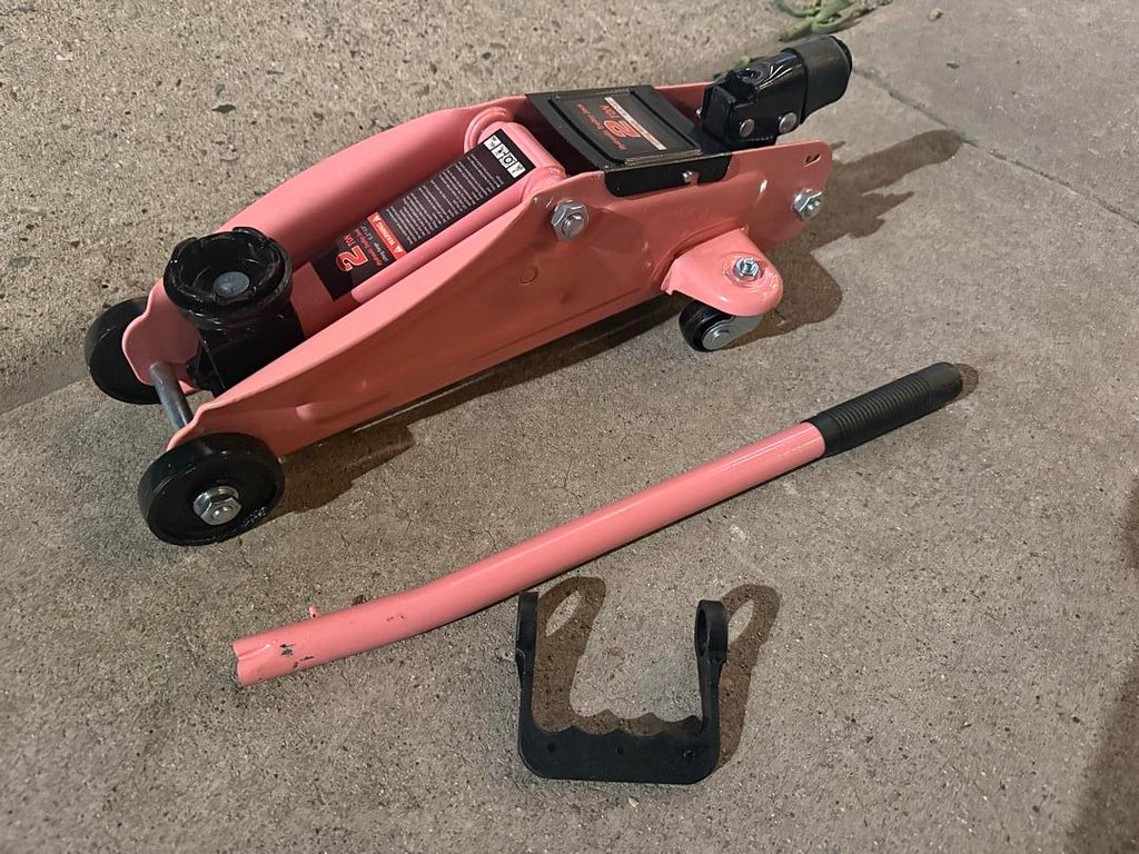 Low Profile Hydraulic Trolley Service/Floor Jack, 2 Ton (4000 lbs) Capacity, Lifting Range 5.1"-13", Pink