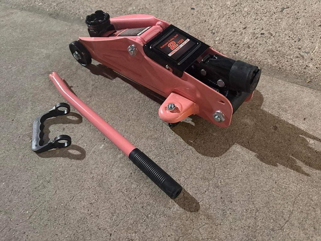 Low Profile Hydraulic Trolley Service/Floor Jack, 2 Ton (4000 lbs) Capacity, Lifting Range 5.1"-13", Pink