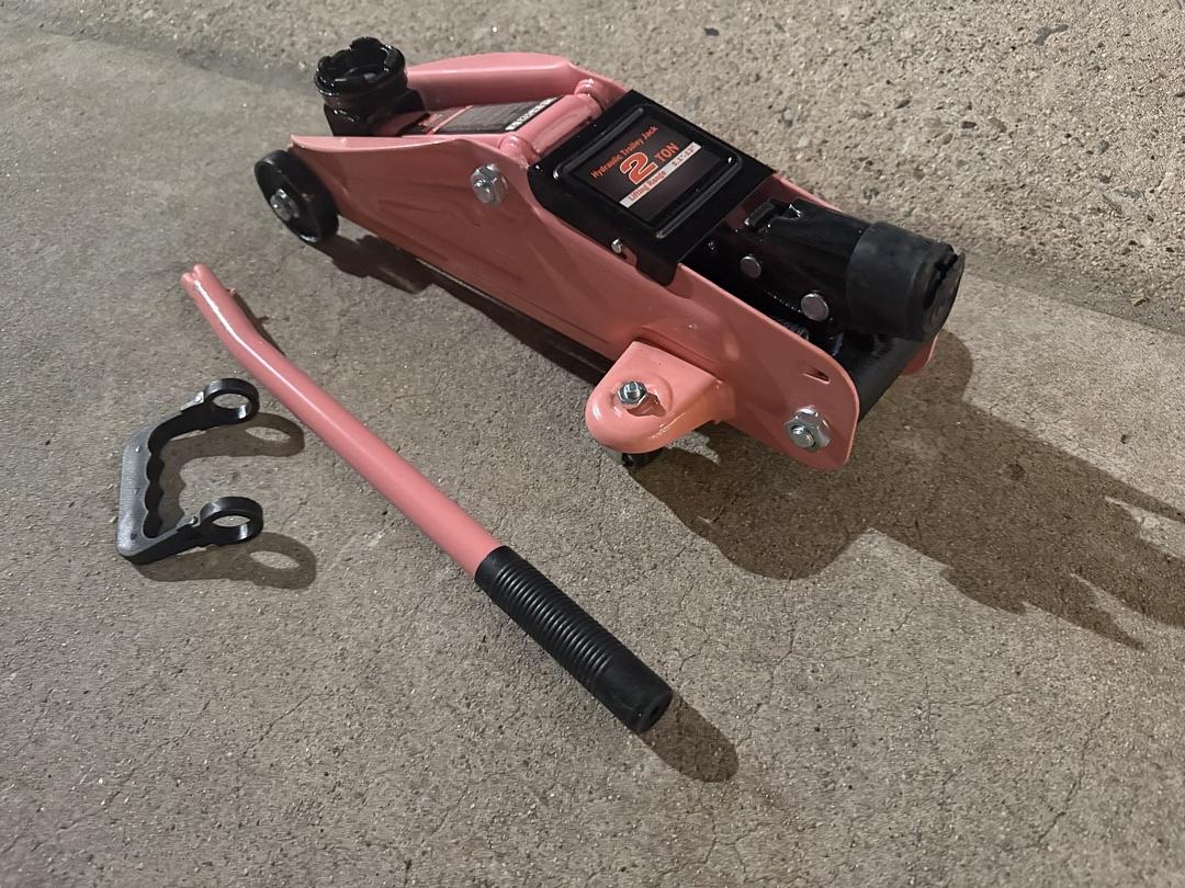 Low Profile Hydraulic Trolley Service/Floor Jack, 2 Ton (4000 lbs) Capacity, Lifting Range 5.1"-13", Pink