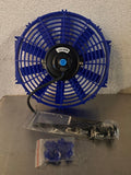 12 Inch Universal Slim Pull/Push Radiator Engine Bay Cooling Fan + Mounting Kit Blue