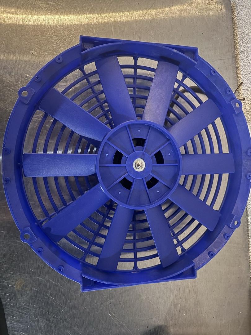 12 Inch Universal Slim Pull/Push Radiator Engine Bay Cooling Fan + Mounting Kit Blue