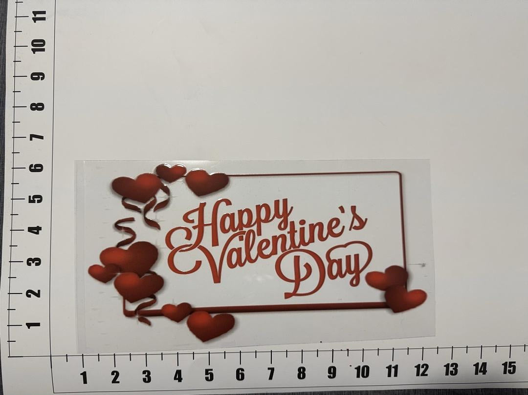 Happy Valentines Day Dark Red Hearts UV Sticker