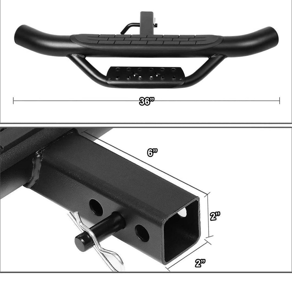 UNIVERSAL TRAILER TRUCK TOWING HITCH STEP BAR 36"WIDE X 4"OD 2"RECEIVER,BLACK