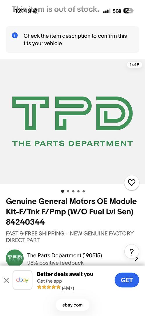 84240344 | GM# Genuine General Motors OE Module Kit-F/Tnk F/Pmp (W/O Fuel Lvl Sen)