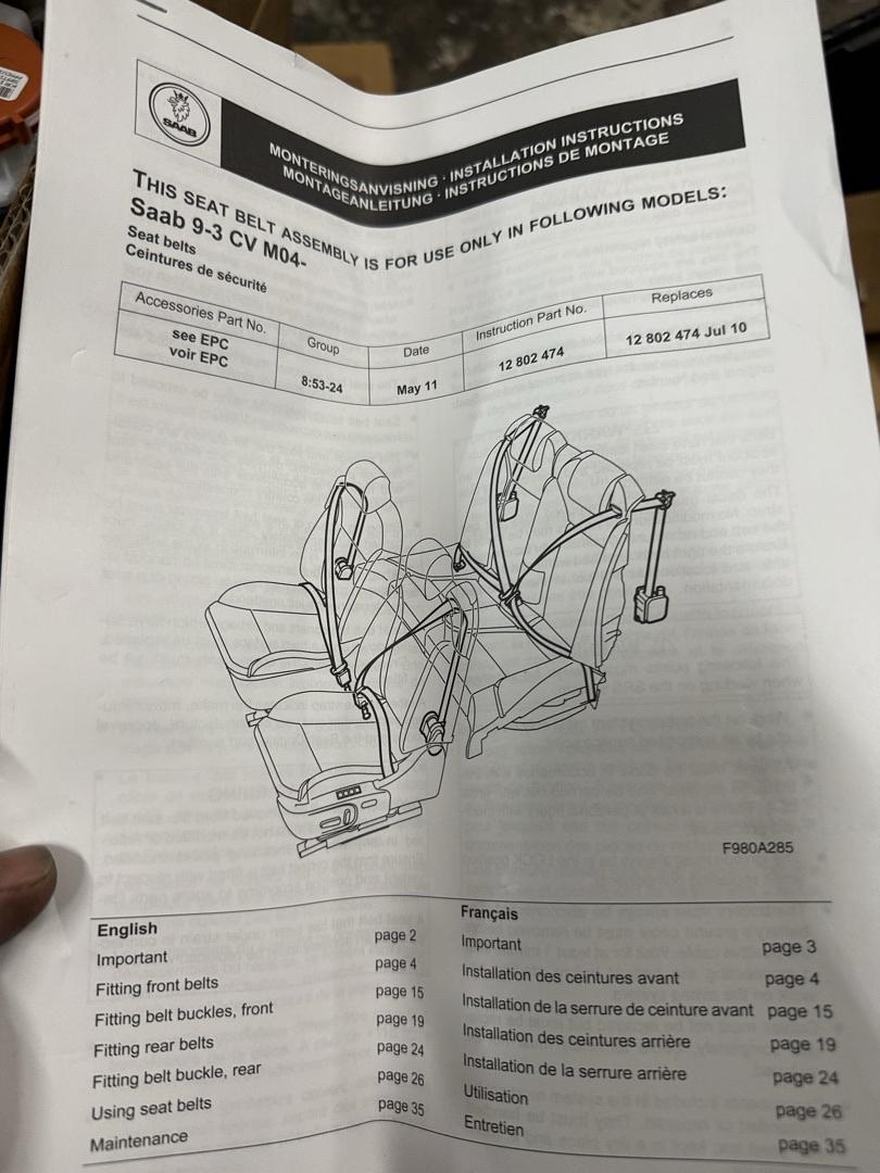 19368168 | Seat Belt Electric Seat Recall - 04-06 Saab 9-3