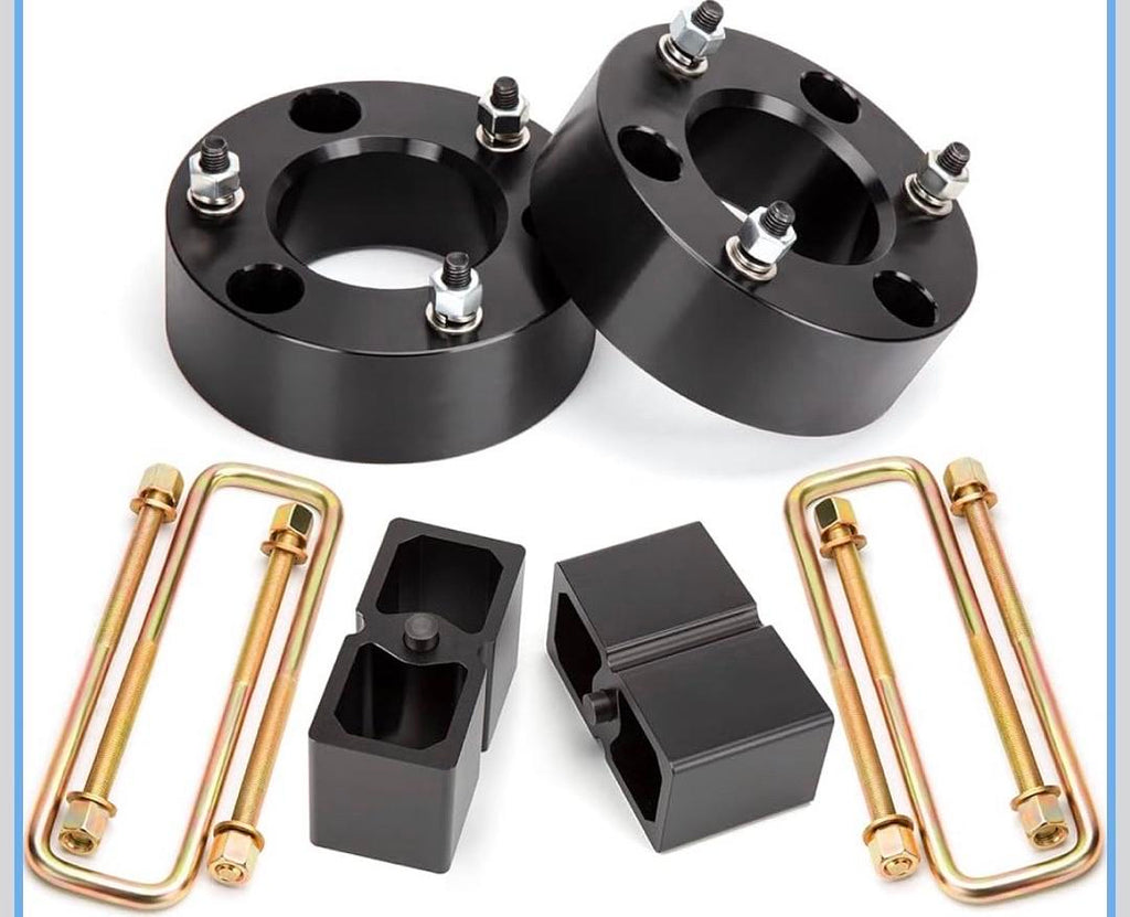 99-24 Chevy Silverado 1500 / GMC Sierra 1500  3” Front / 2” Rear Full Suspension Leveling Kit with Front Strut Spacers and Block U-Bolt Set