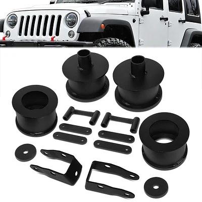 3" Front and Rear Leveling Lift Kit Coil Spring Spacers w/Shock Extension Bracket Compatible with 07-17 Wrangler / 18 Wrangler JK, J2-LK-JK-FR-001-BK