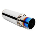 Stainless Steel Straight Through Exhaust Muffler Universal, 3" Outlet, 2" Inlet,Burnt Tip