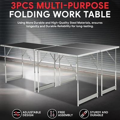 3Pcs 4 Levels Height Adjustment Aluminum Work Bench 39.3 in. L x 23.6 in. W