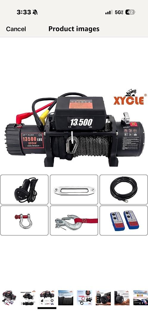 Winch 13500lbs 12V Waterproof Electric Winch Synthetic Rope Truck Winch Towing Winch Boat Trailer Winch SUV 4-Wheel Driv