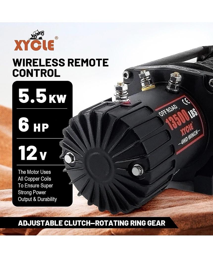 Winch 13500lbs 12V Waterproof Electric Winch Synthetic Rope Truck Winch Towing Winch Boat Trailer Winch SUV 4-Wheel Drive Off-Road Vehicle with Remote Control 3/8 Synthetic Rope (B