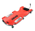 40 Inch Low Profile Plastic Rolling Garage Shop Floor Creeper with LED Light, Padded Headrest, Dual Tool Trays, Casters