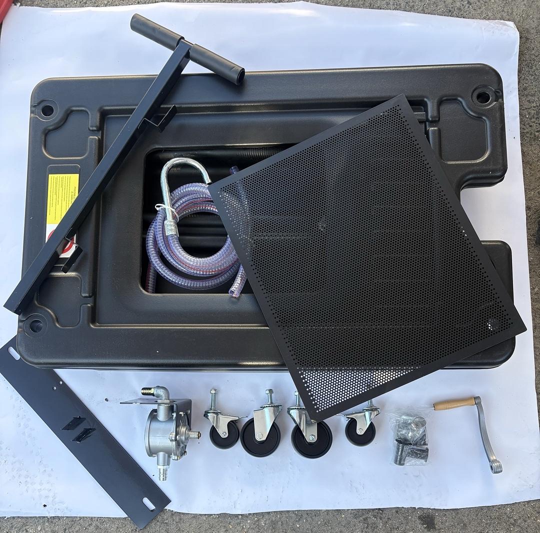 17 Gallon Electric Pump Oil Drain Pan Manual Pump & Wheels
