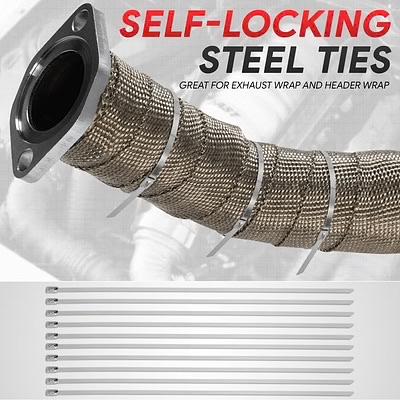 2" x 30' Exhaust Header Wrap Heat Wrap for exhaust pipes, Exhaust Tape Pipe Heat Tape for Motorcycle Fiberglass Heat Shield Tape with 5pcs Stainless Ties, 1 Roll