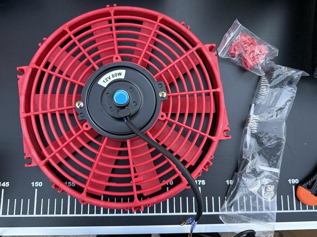12 Inch Universal Slim Pull/Push Radiator Engine Bay Cooling Fan + Mounting Kit Red