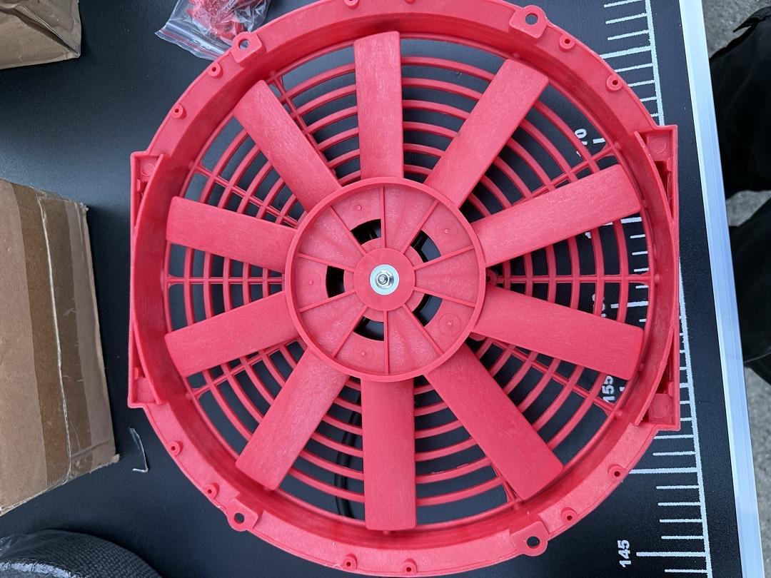 12 Inch Universal Slim Pull/Push Radiator Engine Bay Cooling Fan + Mounting Kit Red