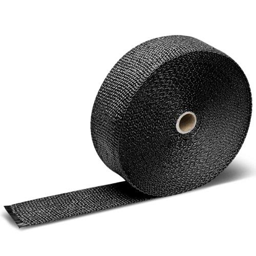 2" x 15 Meter Black Exhaust Heat Wrap, Exhaust Tape High Temp Heat Tape for Pipes, Motorcycle Fiberglass Insulation Roll