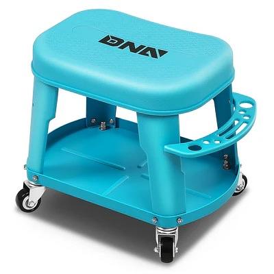 Removable Rolling Garage Stool With Seat Cushion & Tool Tray Plate (Light Blue)