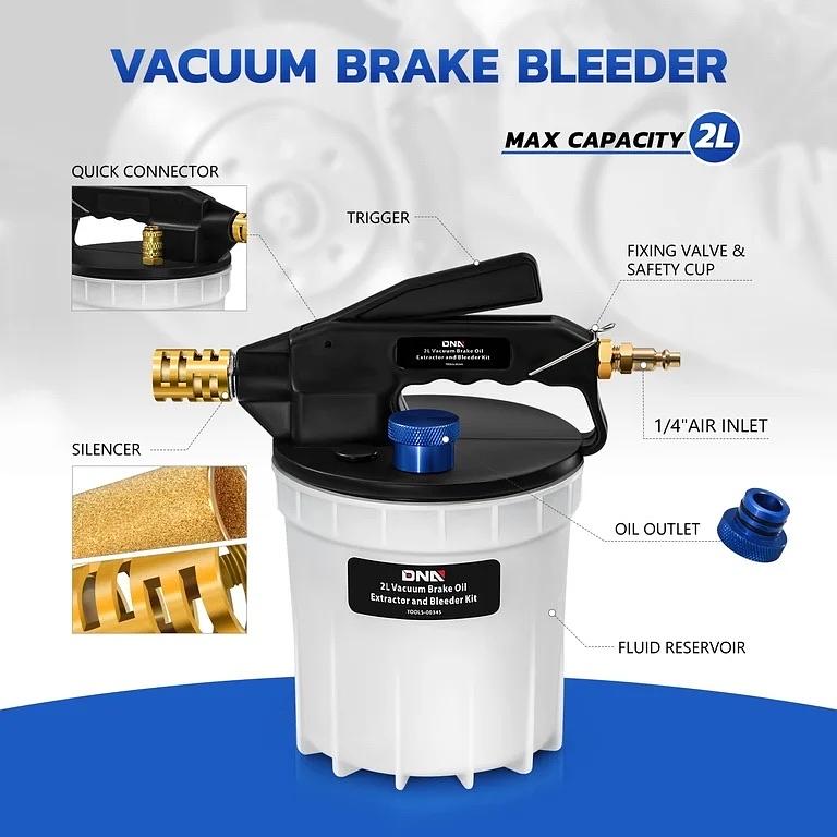 2L 170 PSI for Car SUV Pickup Vacuum Brake Oil Extractor Bleeder Kit With Refilling Bottle White