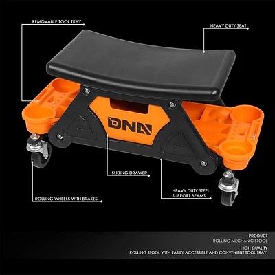 Rolling Work Seat Storage Mechanic Stool - 25-1/2 in. X 13 in. X 12 in.