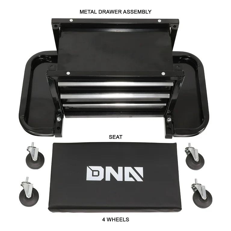 Black Tool Chest Rolling Mechanic Seat With Tool Trays
