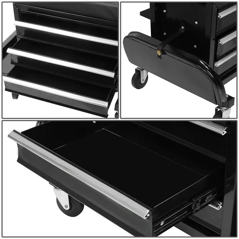 Black Tool Chest Rolling Mechanic Seat With Tool Trays