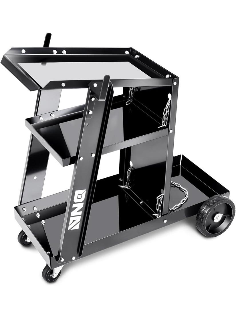 Welding Cart for TIG MIG Welder and Plasma Cutter, Heavy Duty 3 Tiers Rolling Welding Cart, Rolling Welding Trolley w/36