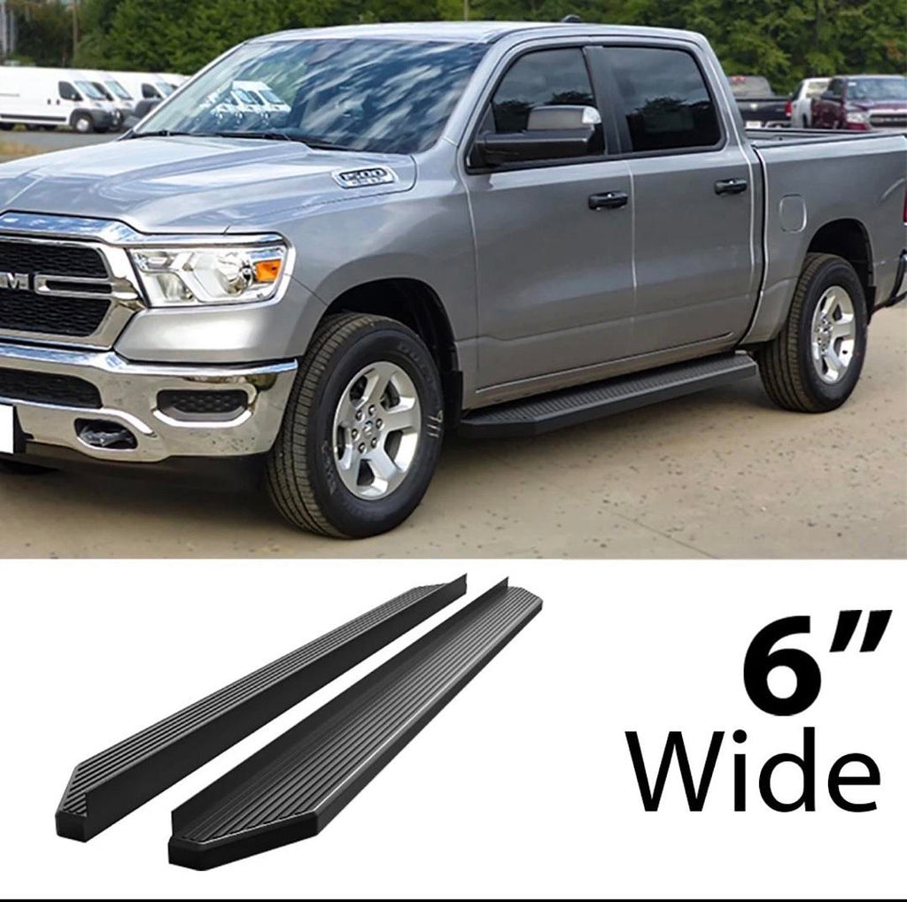 19-26 DODGE RAM 1500 CREW CAB RUNNING BOARDS FLAT STYLE 6” IN BLACK