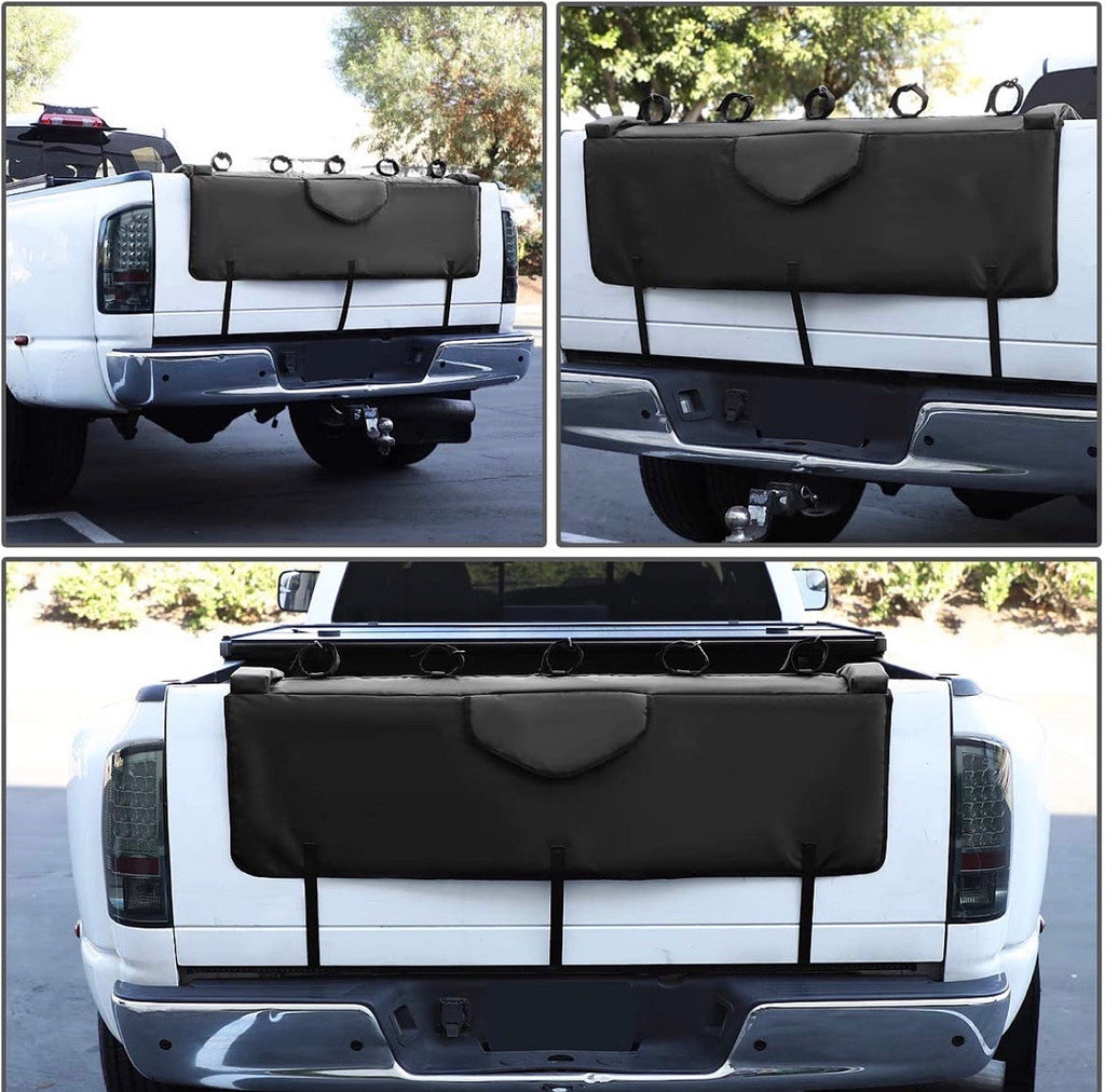 53" WATERPROOF PICKUP TRUCK BED TAILGATE PED WITH BIKE RACKS FIT FITS TRUCKS WITH TAIL GATES UP TO 53" WIDE, BLACK