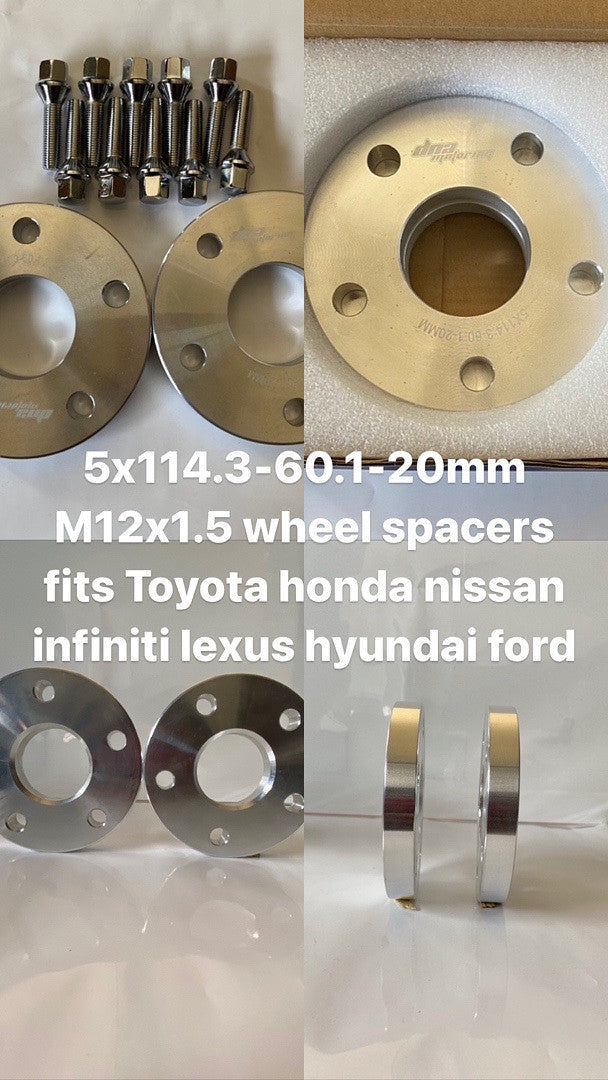 5X114.3-60.1-20MM M12X1.5 WHEEL SPACERS FITS TOYOTA HONDA NISSAN INFINITI LEXUS HYUNDAI FORD
