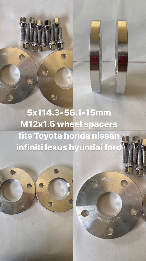 5X114.3-56.1-15MM M12X1.5 WHEEL SPACERS FITS TOYOTA HONDA NISSAN INFINITI LEXUS HYUNDAI FORD