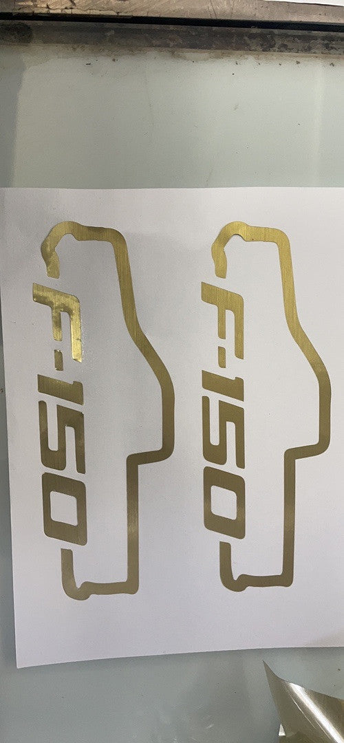 “F-150” Gold Truck Cutout 2pcs Vinyl Sticker